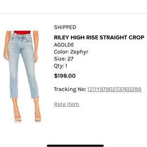 Agolde straight leg cropped jeans, distressed hem